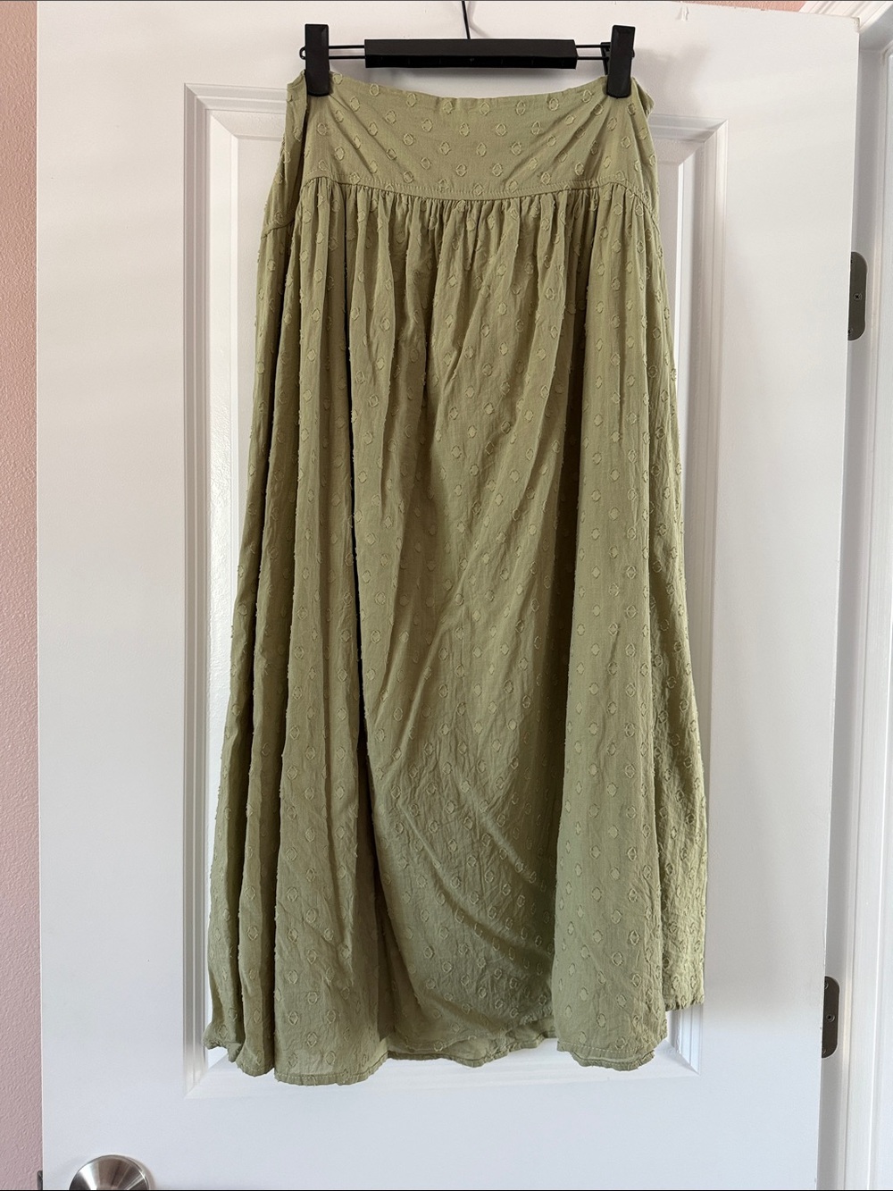 Blu Pepper Olive Green Eyelet Maxi Skirt